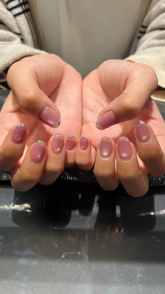 ネイル クリアネイル フレンチネイル ジェルネイル キラキラネイル ラメ(グリッター) foret yunaのネイルデザイン