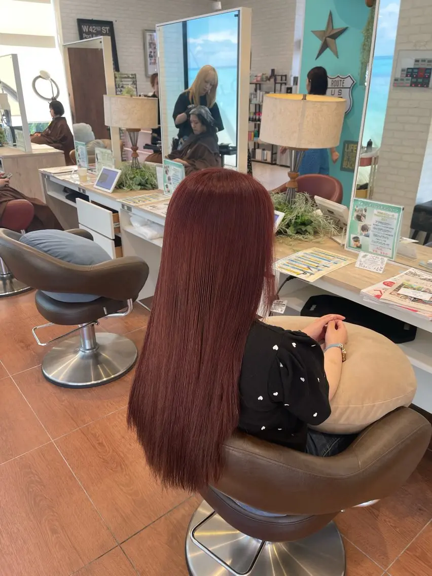 カラー ブリーチ ボルドーカラー ダブルカラー ブリーチなしカラー ヘアカラー 後藤 悠紀のヘアスタイル