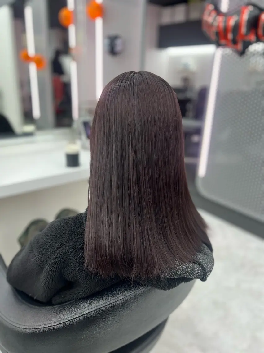 セミロング カラー 💖似合わせカラー レイヤー💖縮毛矯正のヘアスタイル