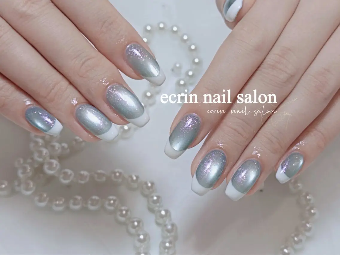 ネイル フレンチネイル 氷ネイル・うるうるネイル 韓国ネイル マグネットネイル ワンホンネイル ハンドネイル ecrin nail 錦糸町(るい)のネイルデザイン