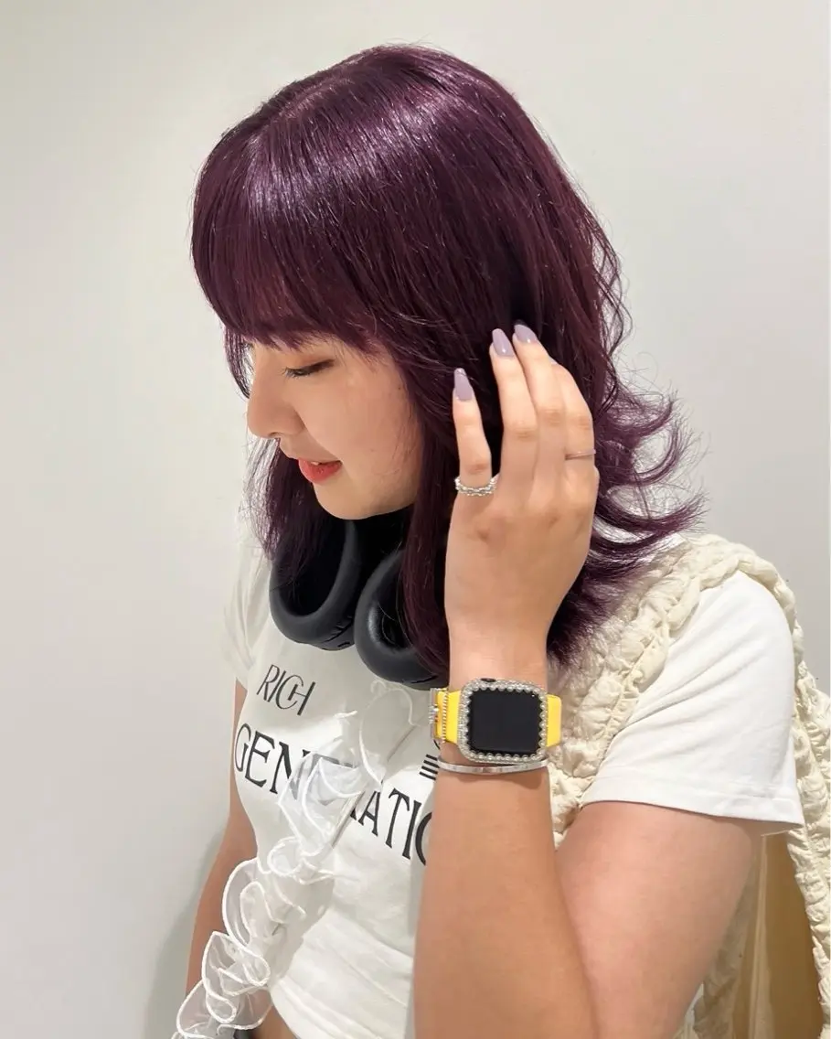 ミディアム 💗暖色/ブリーチ/ レイヤー/横浜/メイのヘアスタイル