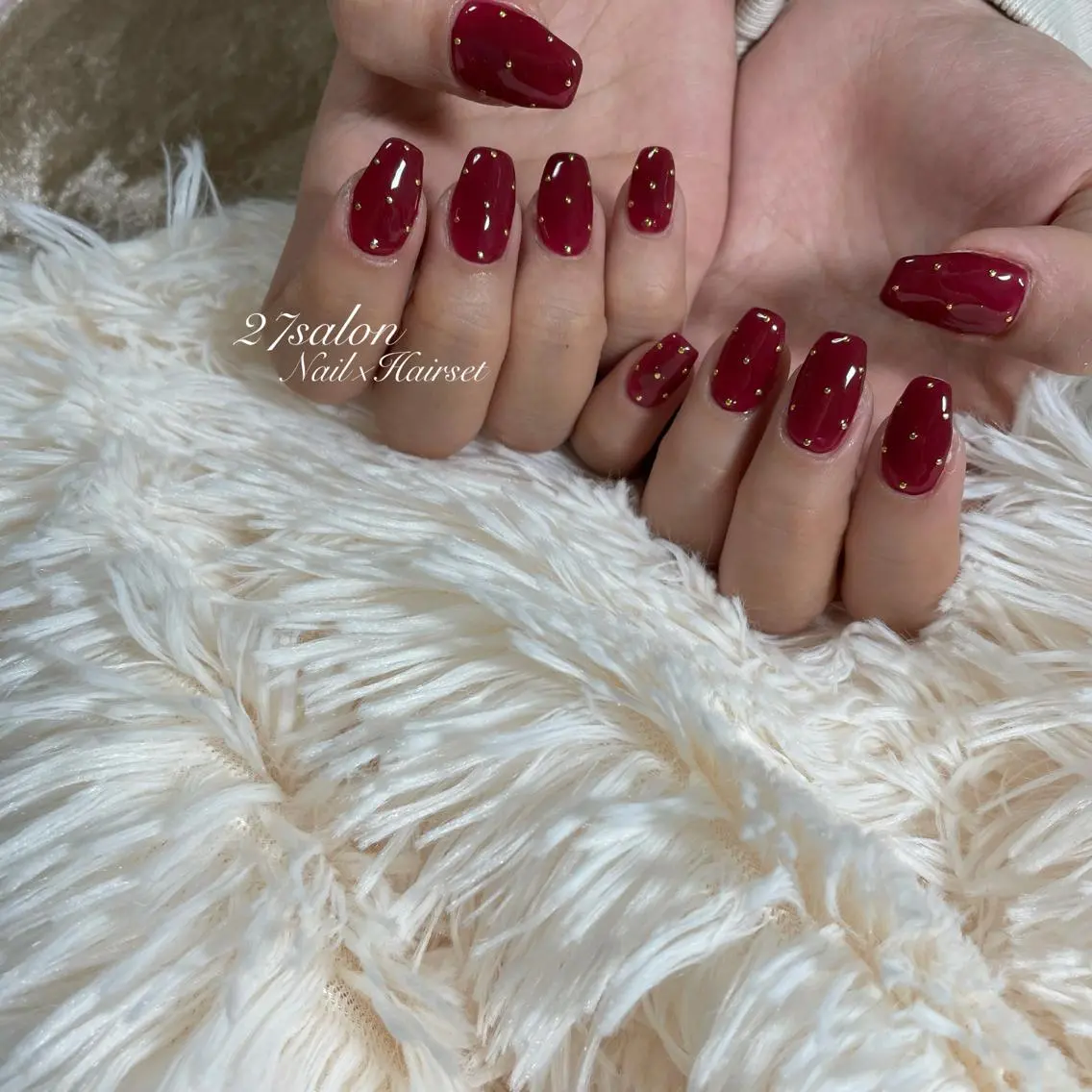 ネイル ボルドー ドット 27salon yuinaのネイルデザイン
