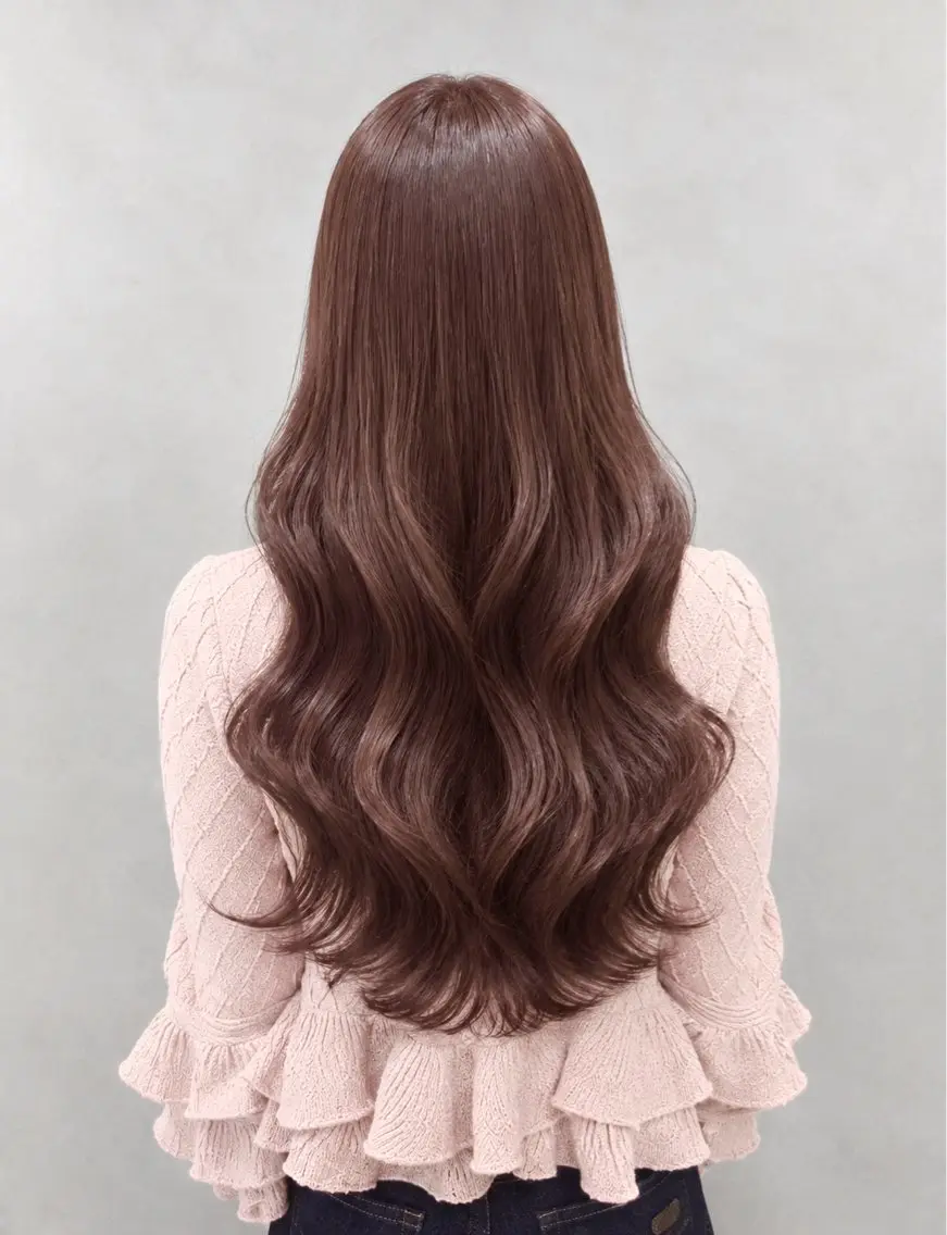 ロング カラー ブラウンカラー ピンクカラー ピンクブラウン ヘアカラー トリートメント girly上品ヘア 🎀/ベージュikuのヘアスタイル