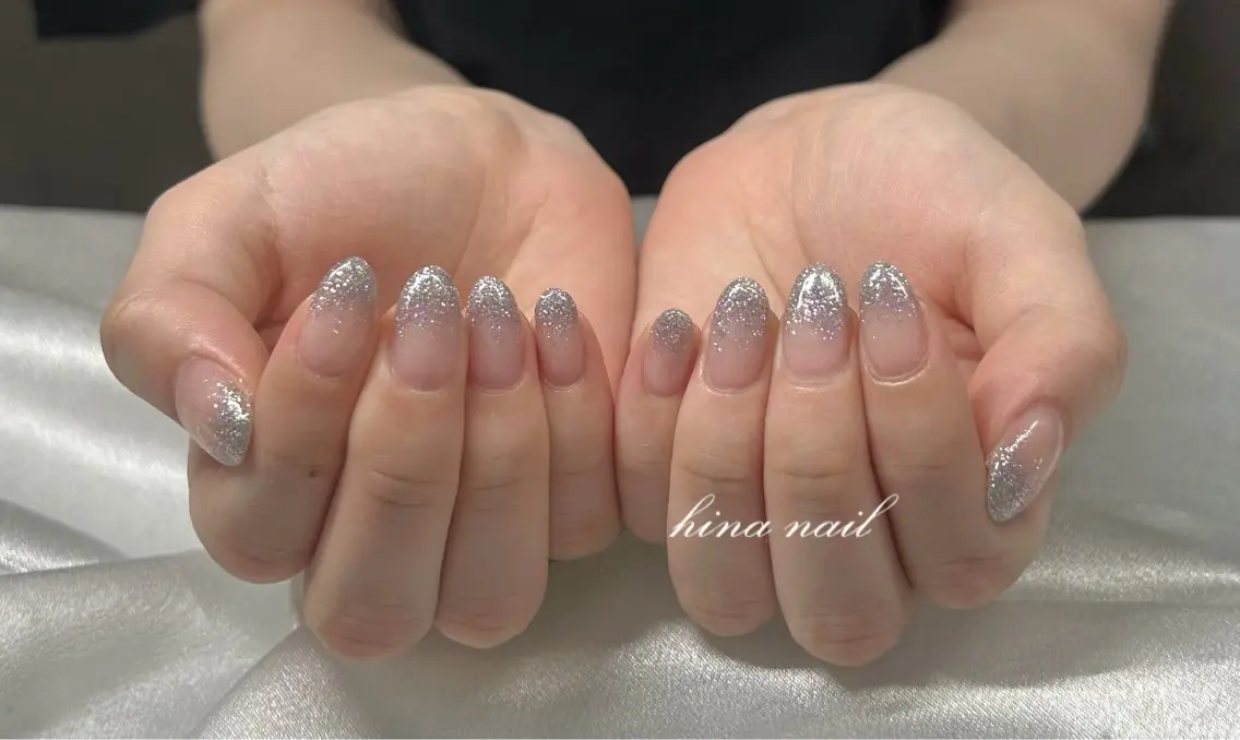 ネイル グラデーション キラキラネイル ラメ(グリッター) ラメグラデーション ハンドネイル Hina nail 木場のネイルデザイン