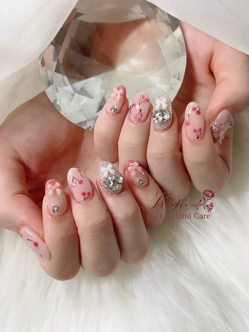 ネイル 長さ出し ジェルネイル 持ち込み ニュアンスネイル 赤色 ハンドネイル Nail Salon KOTOのネイルデザイン