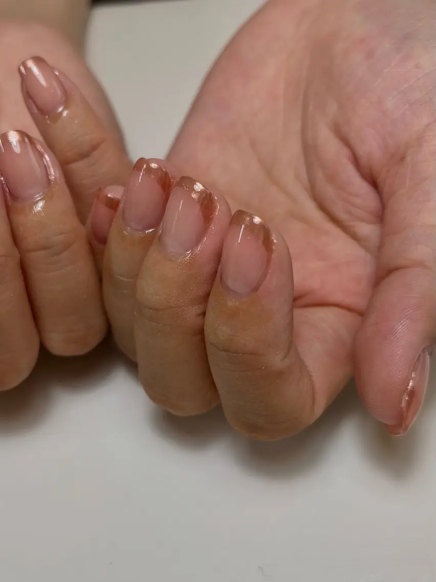 ネイル フレンチネイル ミラーネイル ピンク is..nail 🌷sonokoのネイルデザイン
