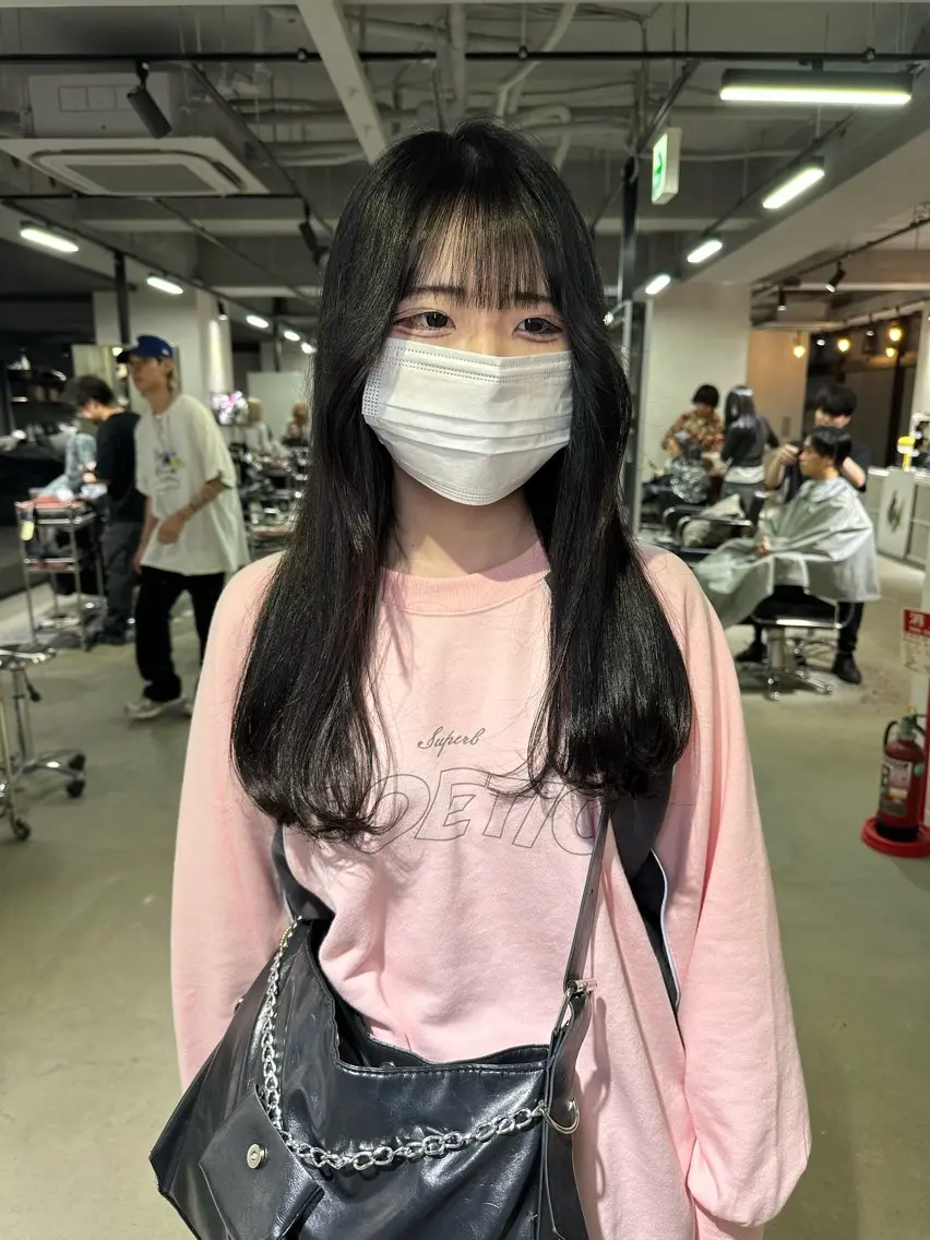 セミロング ケアカラー ボブ 髪質改善 韓国風ヘア レイヤーカット 心斎橋 韓国レイヤ ー指名No.1renのヘアスタイル