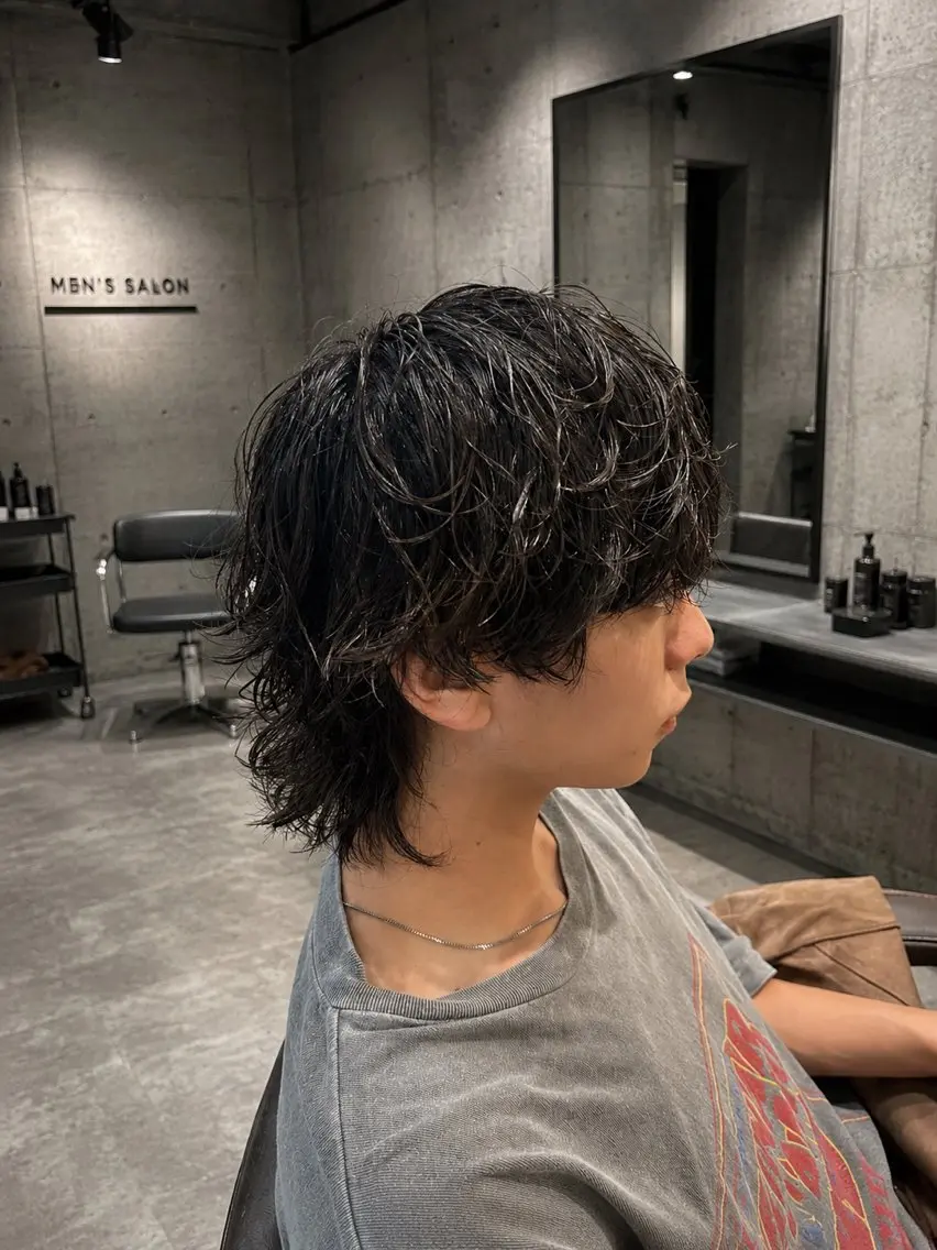 ロング パーマ メンズ メンズウルフカット ウルフカット メンズカット/シャド ウパーマ/URYUのヘアスタイル