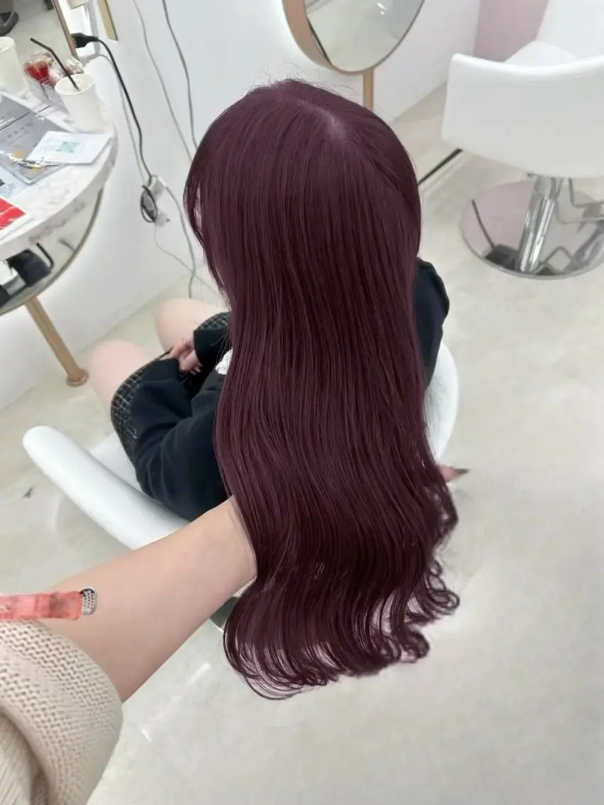 ロング カラー 透明感カラー ラベンダーカラー ヘアカラー shu ラベンダー/ピンクのヘアスタイル