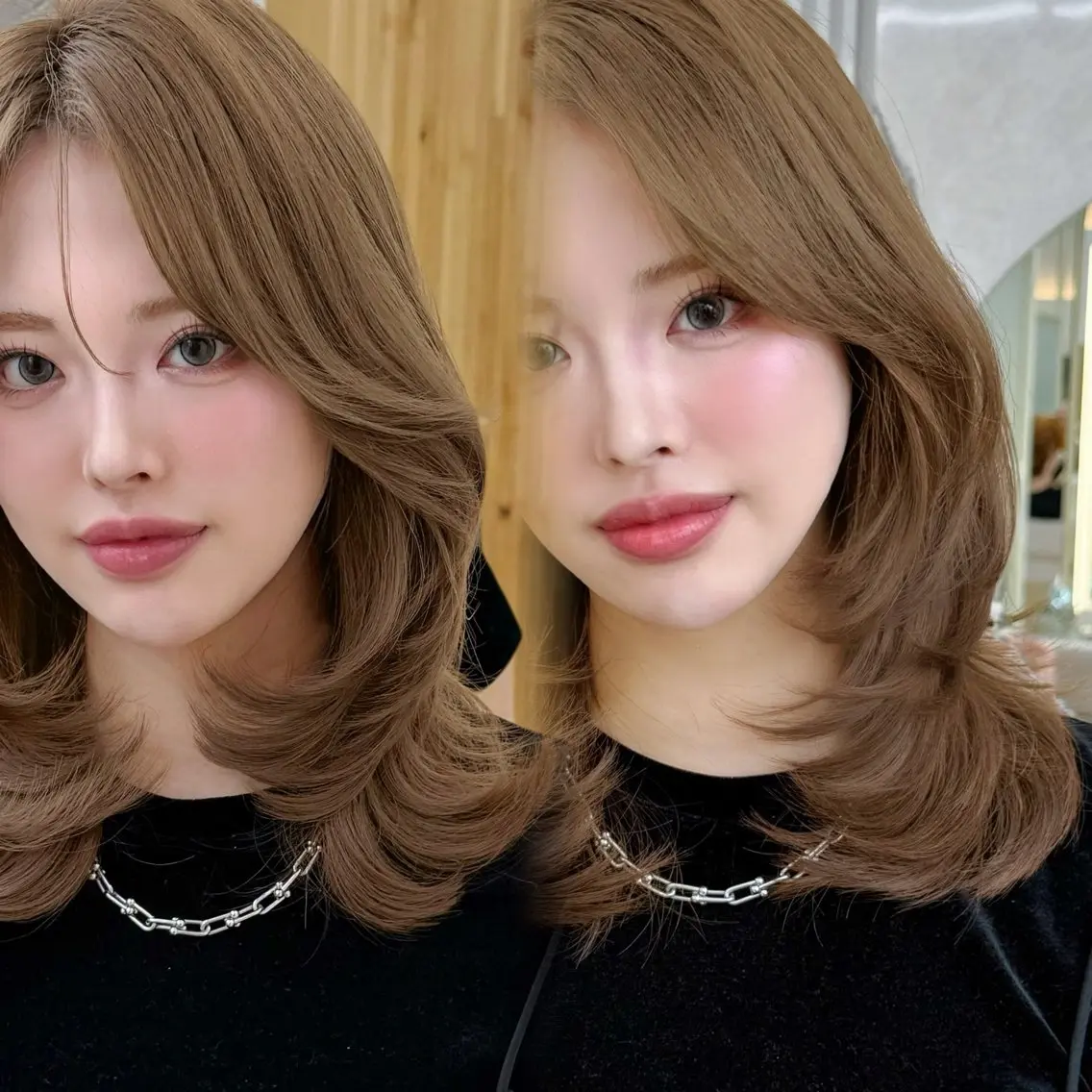 ミディアム カット ヘアカラー トリートメント かなこ/ミディアム レイヤー／ワンカールのヘアスタイル