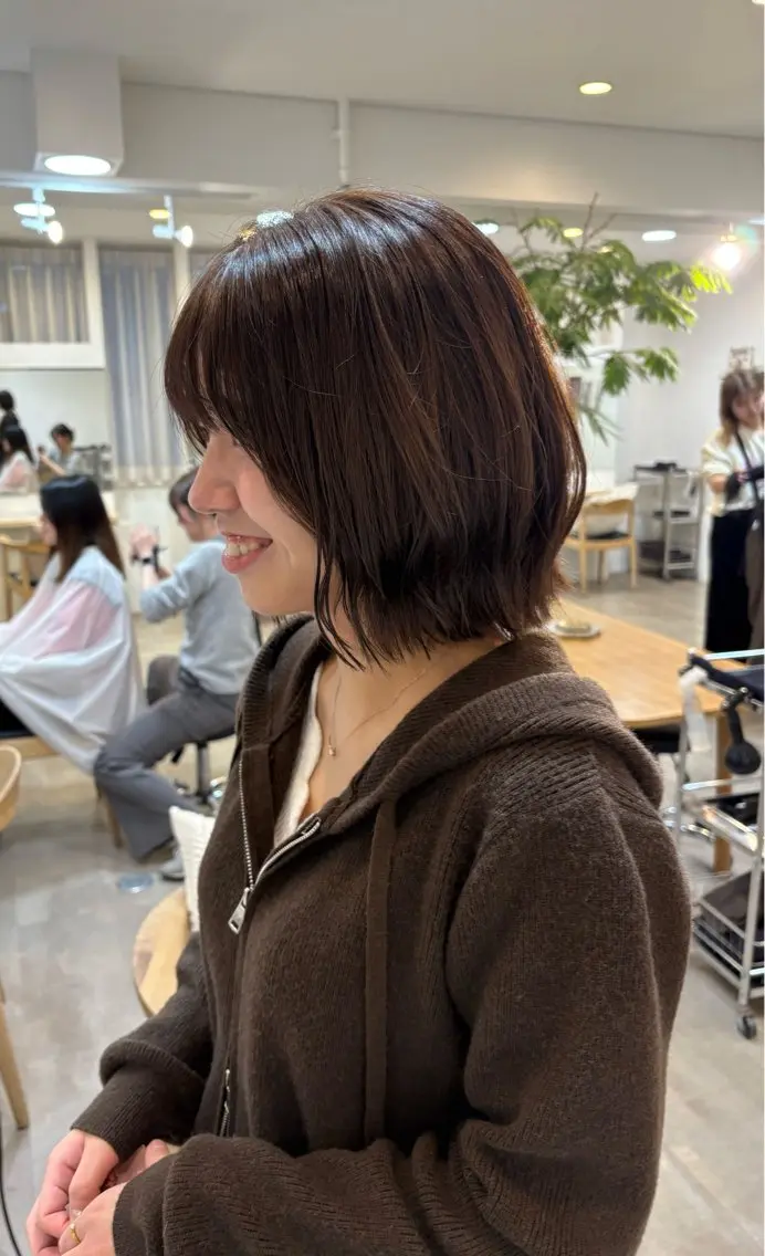ショート カラー ボブレイヤー 透明感カラー ボブ レイヤーカット カット ヘアカラー 梅田/柔らかカラー/ オオハシ リナコのヘアスタイル