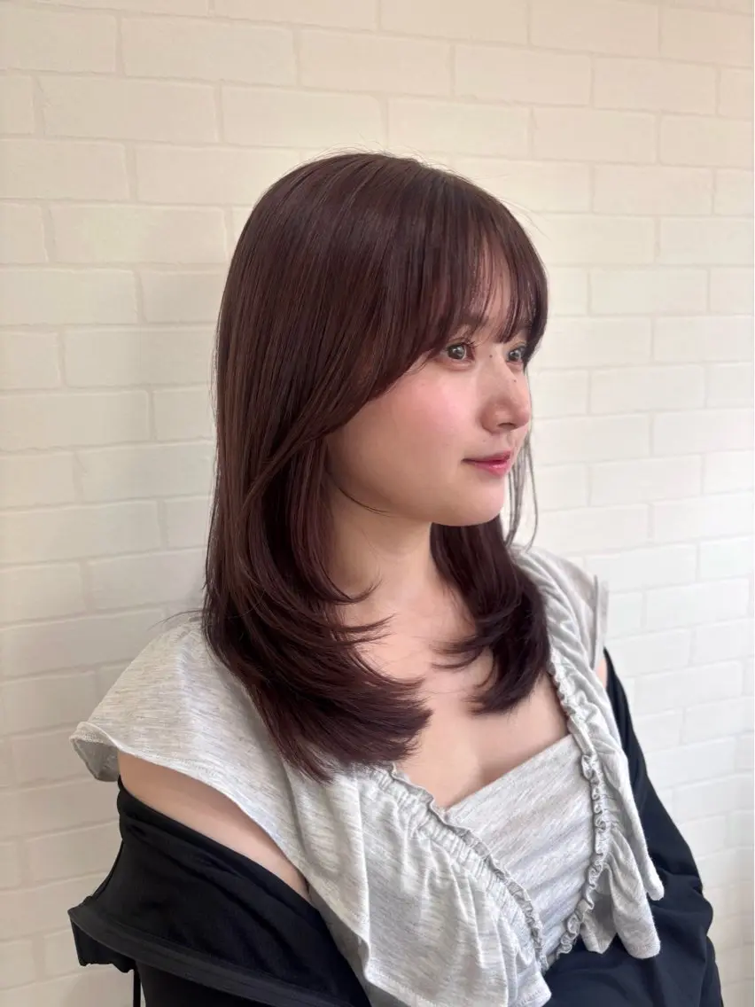 ミディアム カラー カット 韓国風⭐️くびれヘア 🍀高津かえでのヘアスタイル