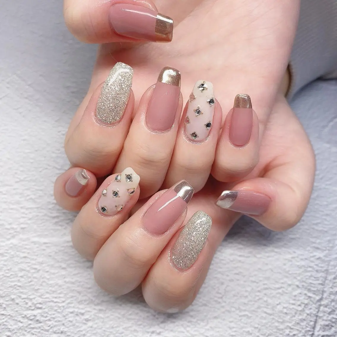 ネイル 渋谷／チップ長さ出し 👑アプレgel-xのネイルデザイン