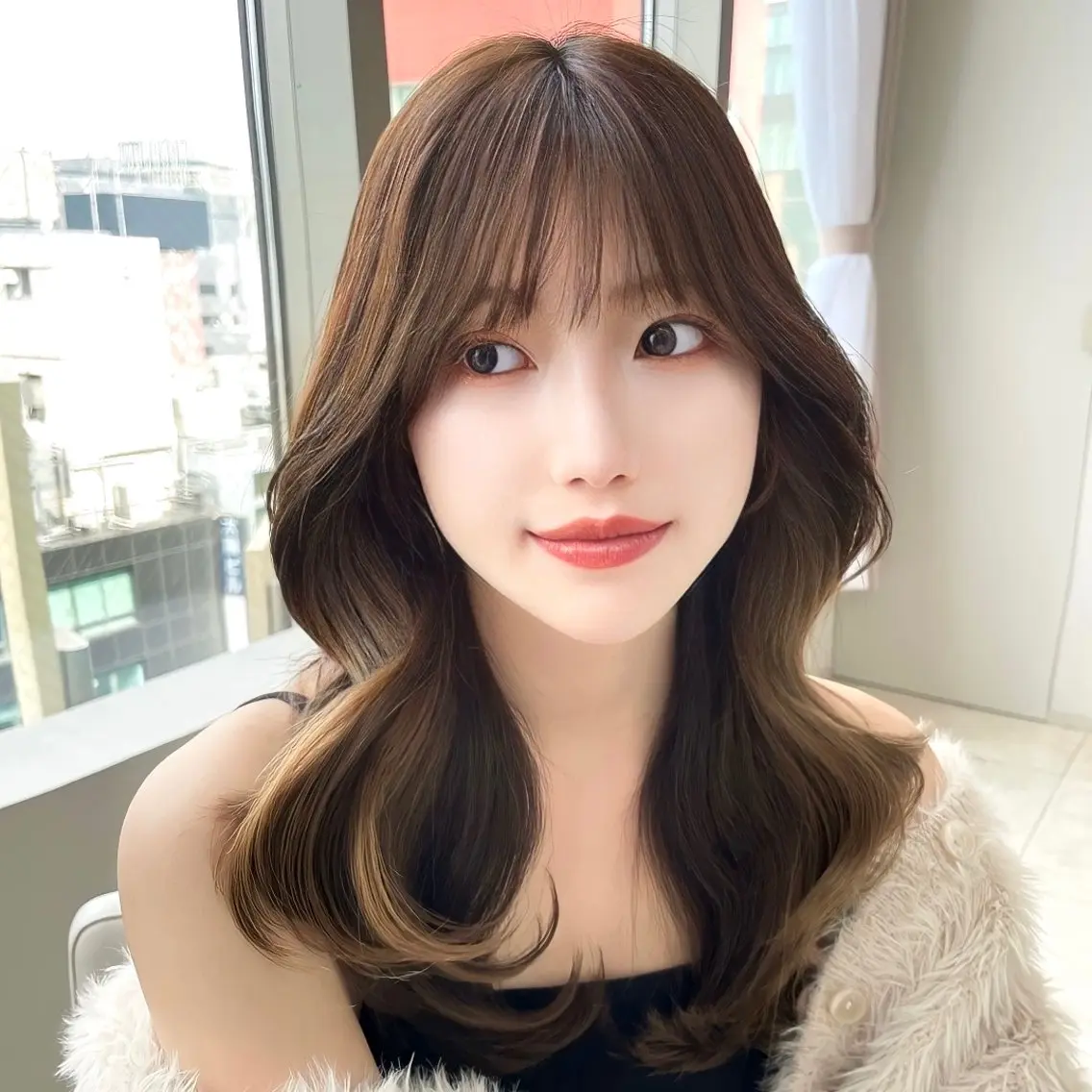 ミディアム カラー ベージュカラー くびれヘア 韓国風ヘア レイヤーカット シースルーバング 🇰🇷韓国風くびれ ヘア🇰🇷中村優大のヘアスタイル