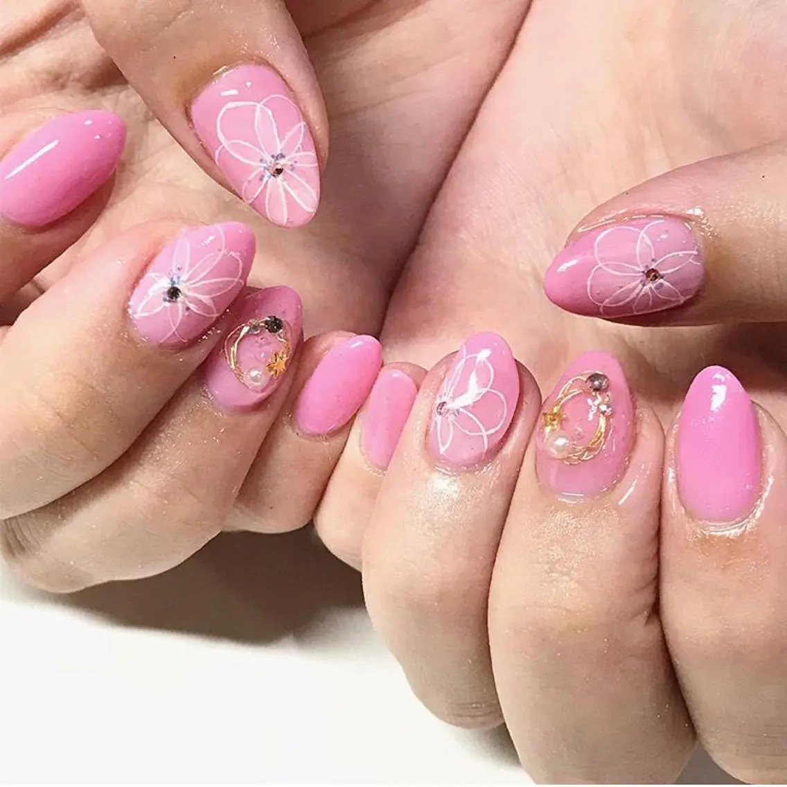 ネイル 渋谷／チップ長さ出し 👑アプレgel-xのネイルデザイン