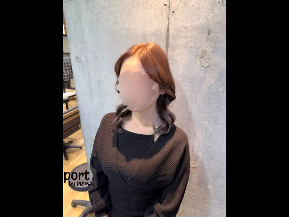 ［韓国ヘア］レディース お顔まわりカット + ブリーチなしダブルカラー + milbonトリートメント🩵の写真