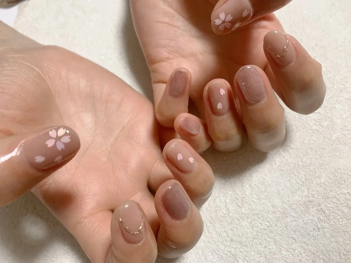 ネイル 桜ネイル ジェルネイル メンズネイル パラジェル シンプルネイル kiki nail たまプラーザのネイルデザイン