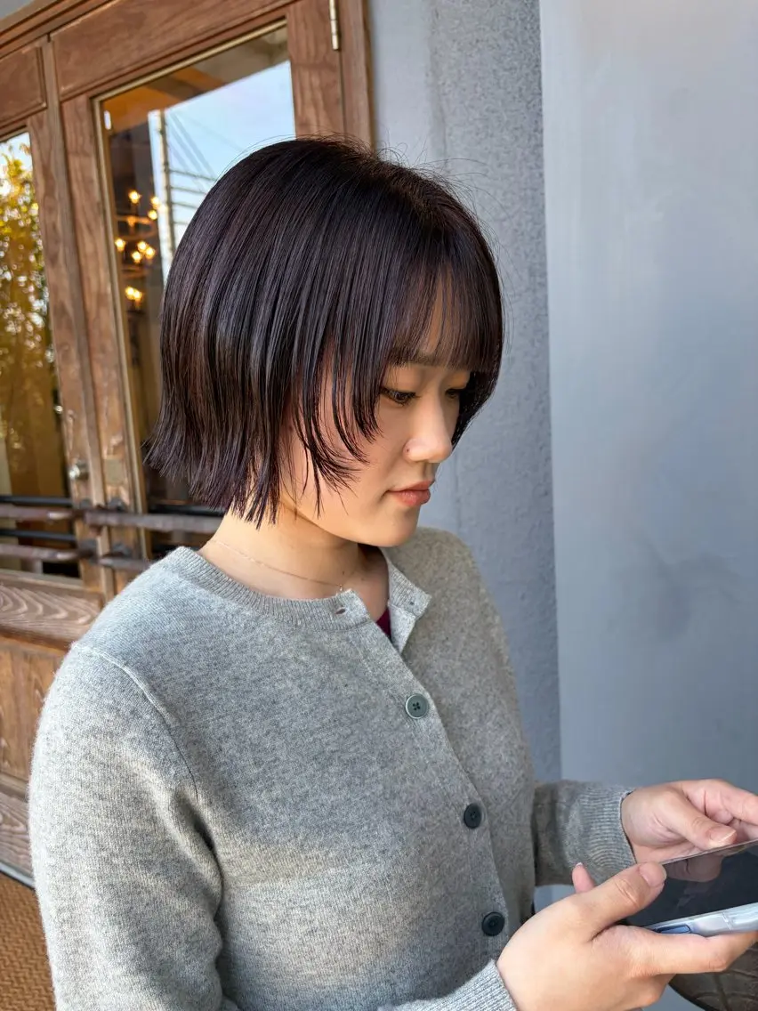 ショート レイヤーカット カット ヘアカラー 春モテカラー/うる艶 ストレート/羽菜のヘアスタイル