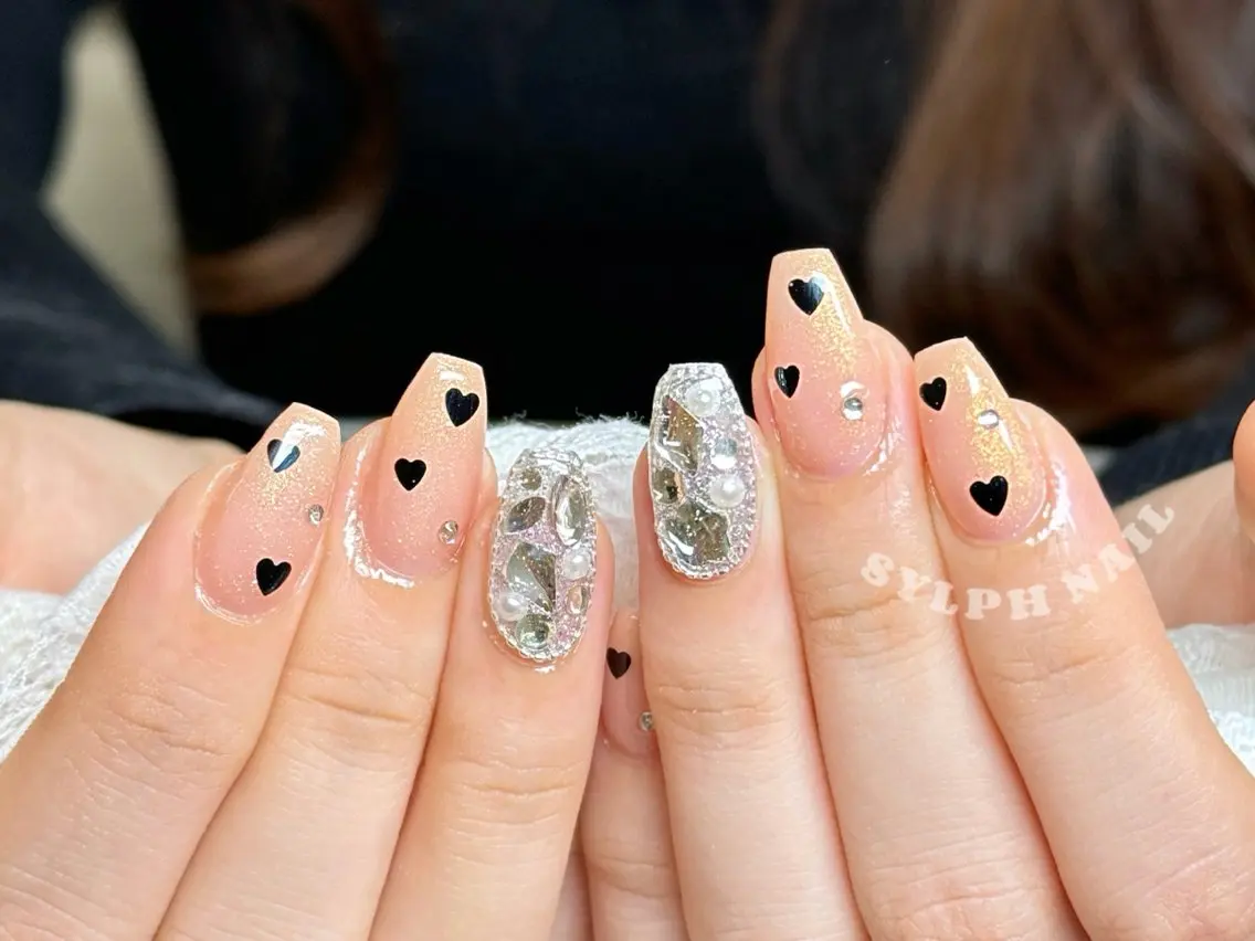 ネイル オーロラネイル 長さ出し フレンチネイル ジェルネイル ガラスフレンチ ハンドネイル Rela・S NAILのネイルデザイン