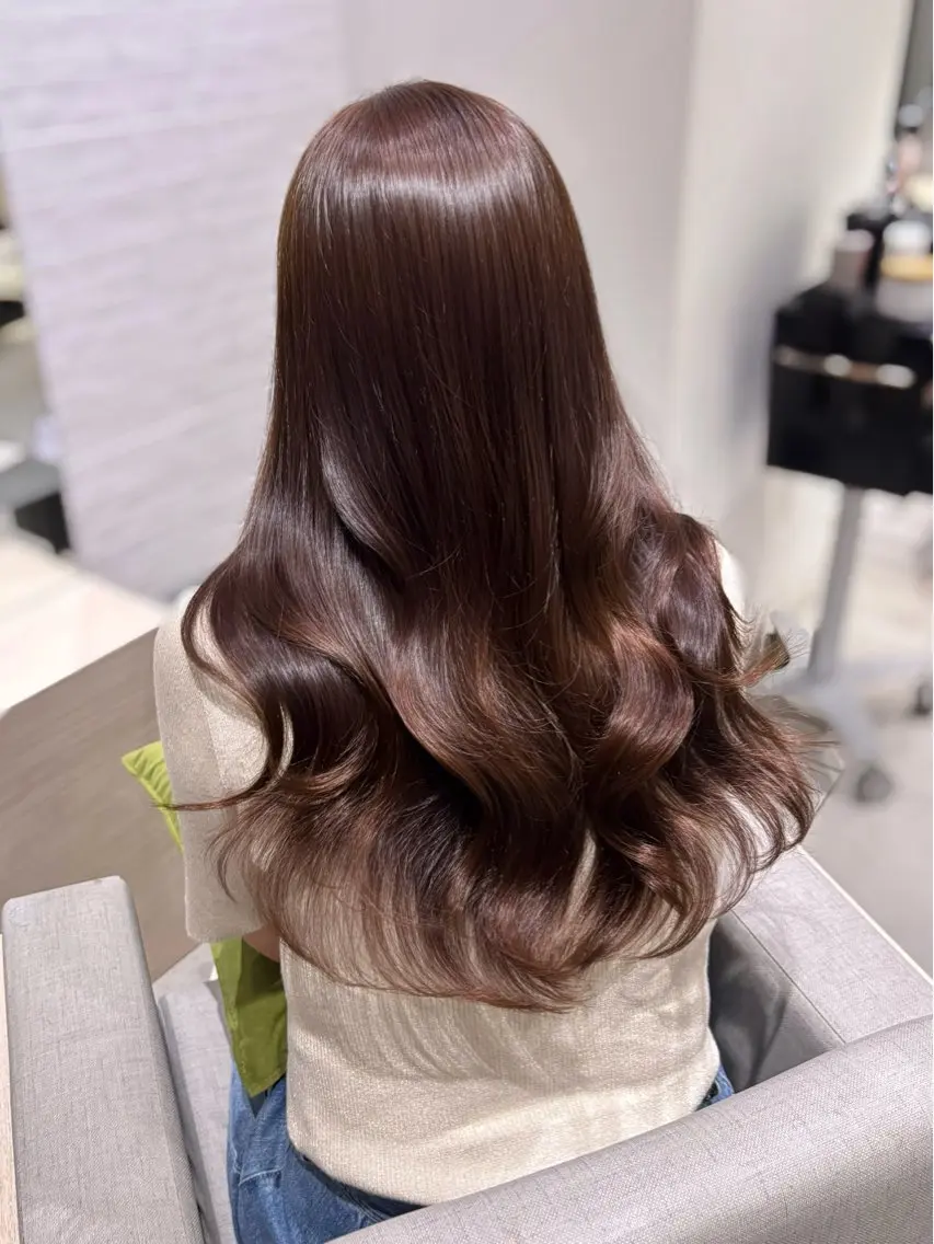 ロング カラー ベージュカラー ブリーチ グレージュ ミント ミントベージュ カット ヘアカラー トリートメント 銀座/韓国レイヤー/ 艶カラー🍓原田侑依のヘアスタイル