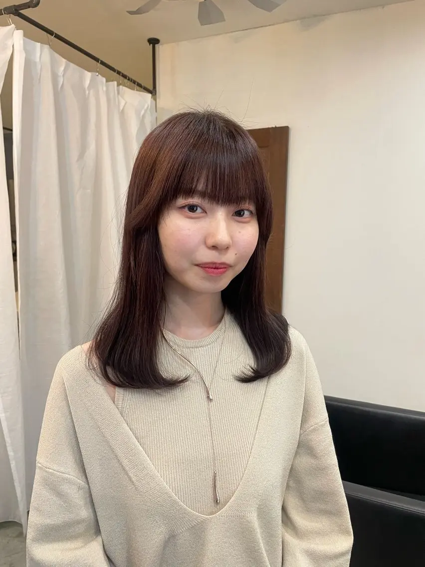 ミディアム ピンクラベンダー カット ヘアカラー 顔周りカット 🎀サヤカ🎀のヘアスタイル