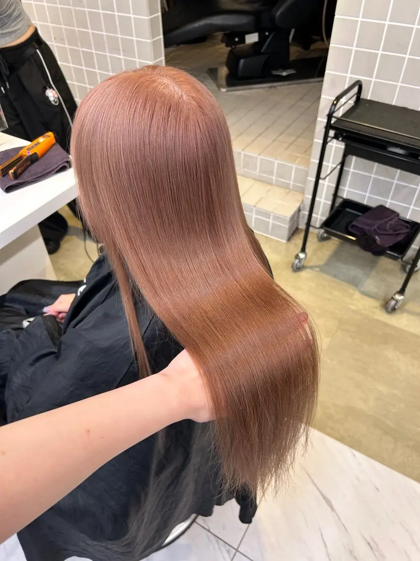 ロング カラー ヘアカラー トリートメント ヘッドスパ ヘアセット 🥯縮毛/レイヤー/ ベージュヘア🥯のヘアスタイル