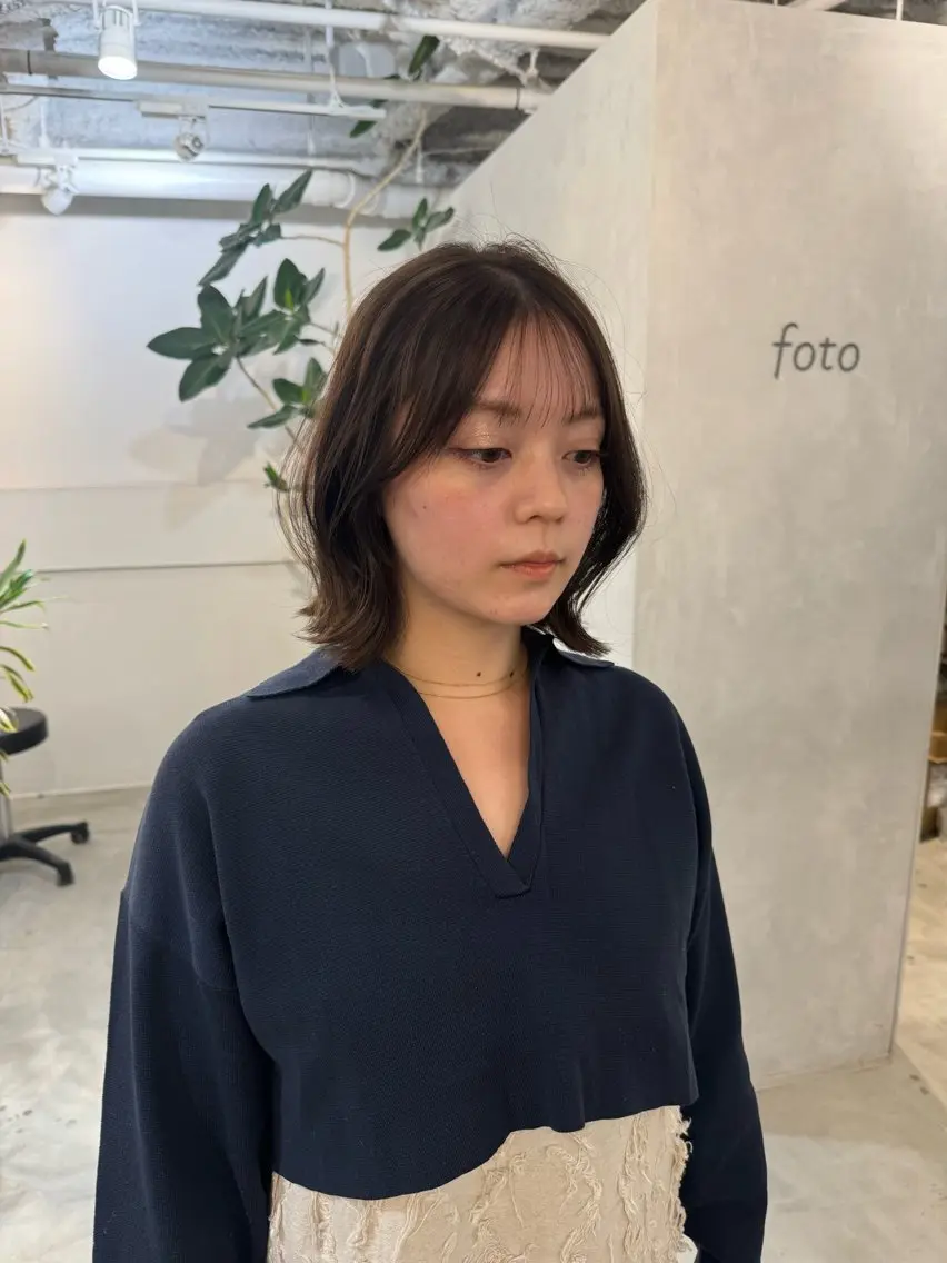 セミロング カット ヘアカラー トリートメント 100%可愛い顔周り 💓レイヤー/しずくのヘアスタイル