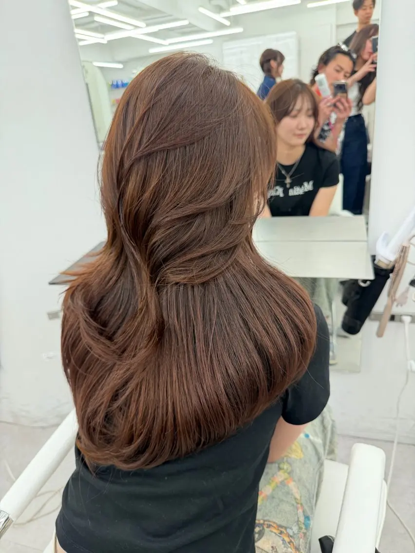 ロング カラー カット ヘアカラー トリートメント ヘアセット 顔まわりの神様✨ 透明感カラー藤嶋秀幸のヘアスタイル