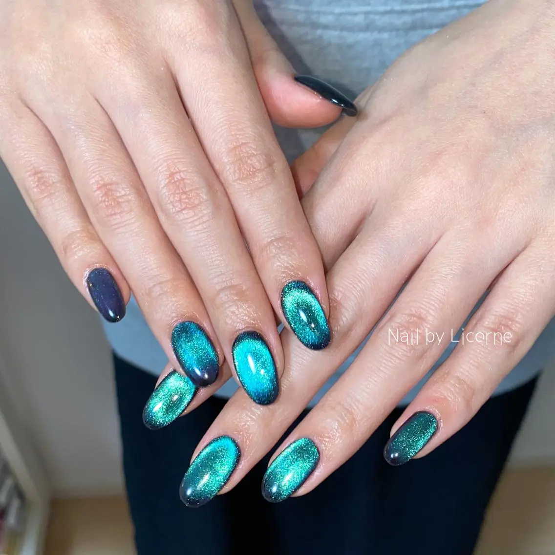 ネイル アートネイル オーロラネイル フレンチネイル 氷ネイル・うるうるネイル マグネットネイル ハンドネイル Nail by Licorneのネイルデザイン