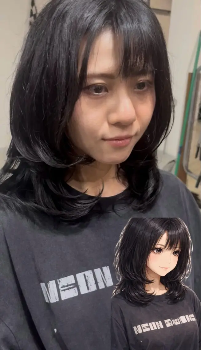 ミディアム レイヤーカット カット メンズパーマ& ハイトーン特化谷村のヘアスタイル