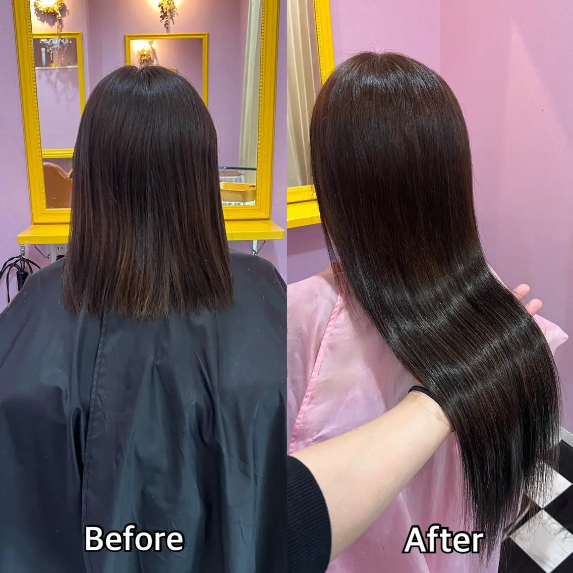ロング カラー+ちび編み込み エクステ梅田🐨のヘアスタイル