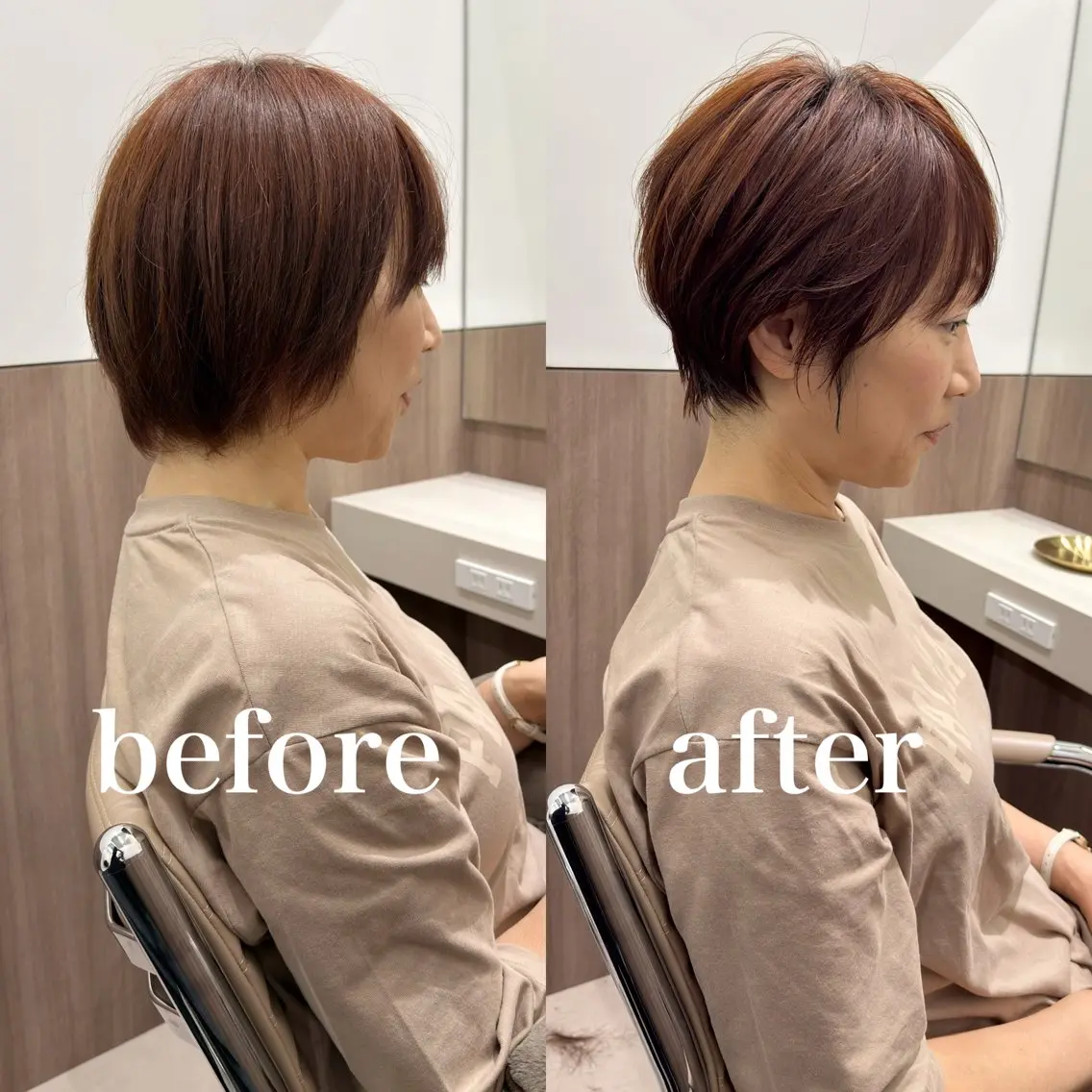 ショート くびれヘア ショートヘア 数名限定/似合わ ショート+艶カラー✨のヘアスタイル