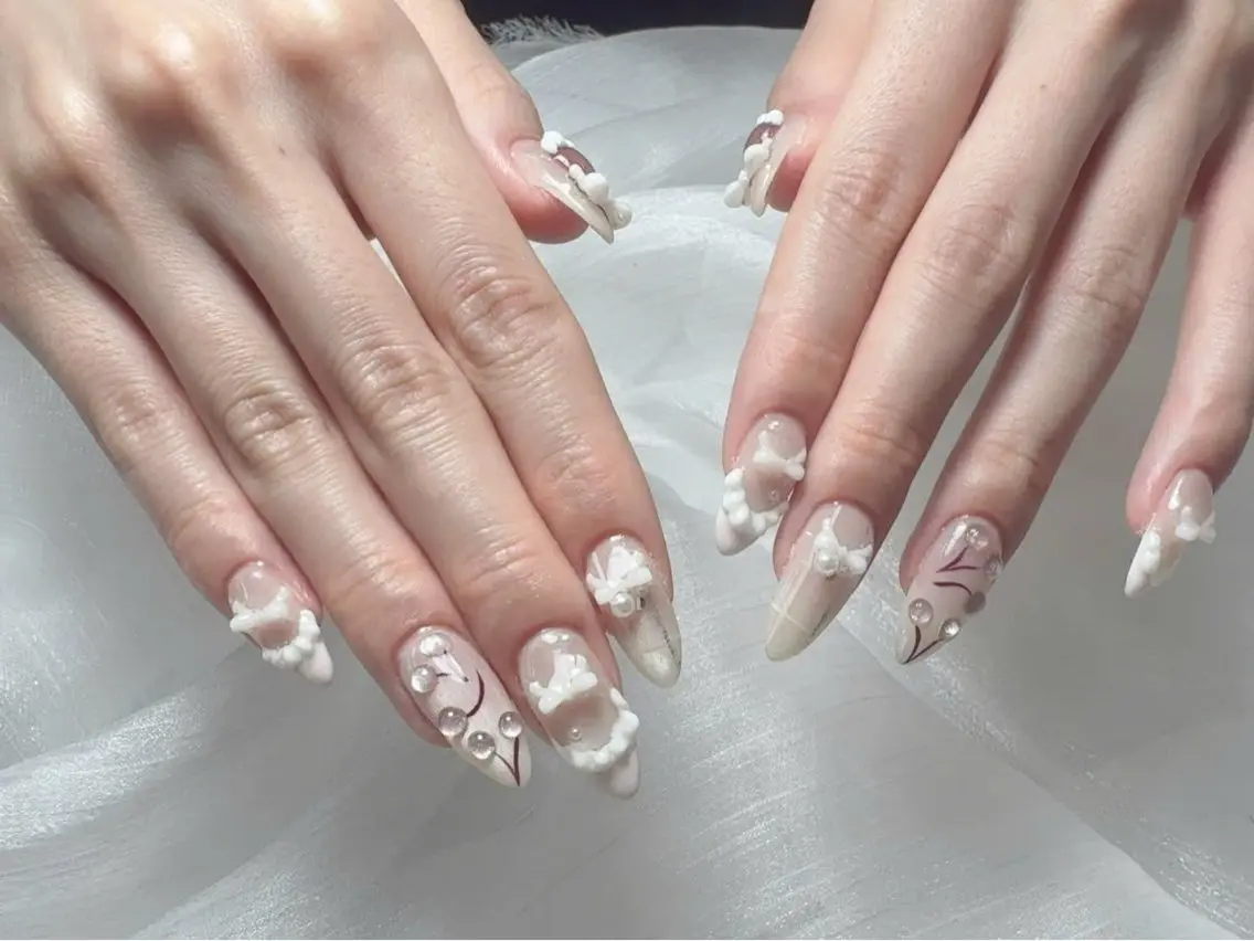 ネイル ブルー フットネイル フレンチネイル 韓国ネイル マグネットネイル ハンドネイル ハンドケア Hara Nail 【持ち込みOK】のネイルデザイン