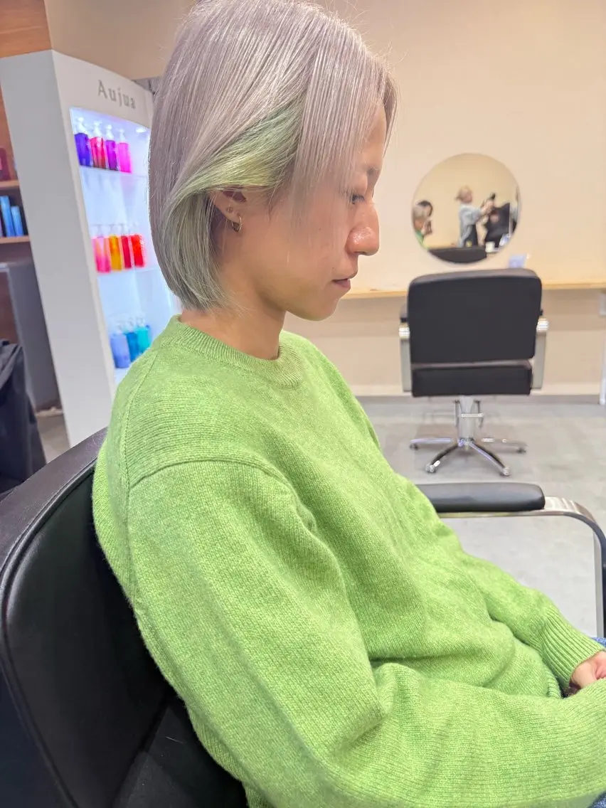 ミディアム ショートボブ ボブレイヤー ボブ 髪質改善 韓国風ヘア ヘアカラー suii..hair designのヘアスタイル