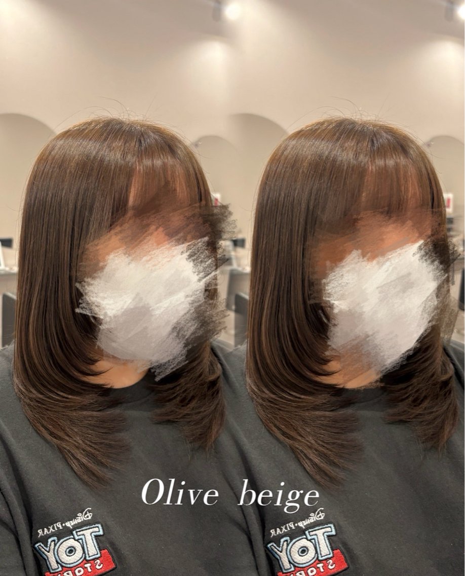 セミロング カット ヘアカラー トリートメント 艶カラー/オリーブ ボブ/miyuu🥣のヘアスタイル