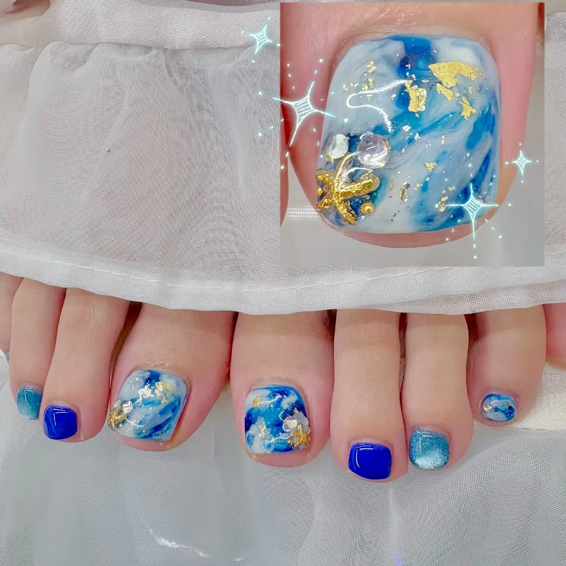 ネイル フットネイル 持ち込み ニュアンスネイル Ayu ꕤ︎︎。°⋆のネイルデザイン