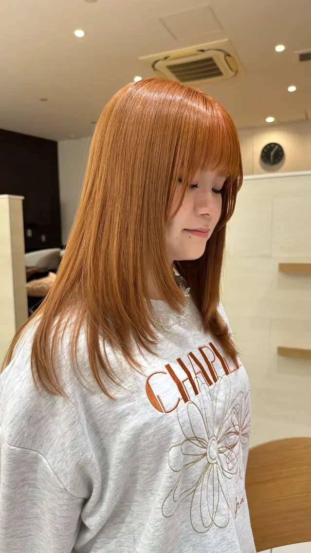 カラー ブリーチ ブリーチなしカラー 艶髪/ブリーチなし Wカラー🌺yuiのヘアスタイル
