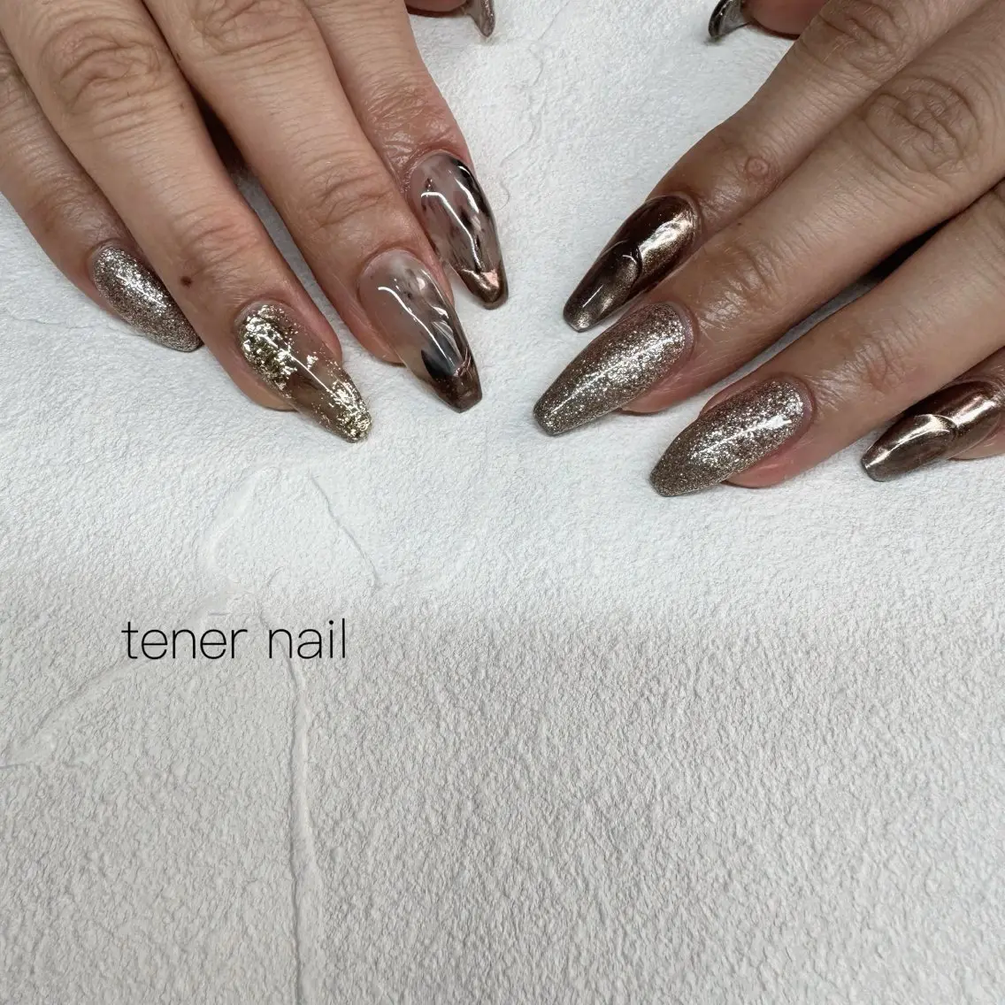 ネイル ブラウン ニュアンスネイル ハンドネイル テネルネイル tener nailのネイルデザイン