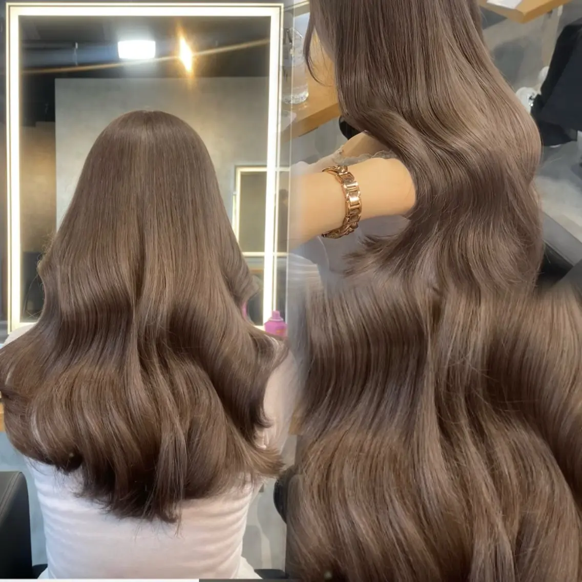 ロング カラー ベージュカラー ヘーゼル ヘアカラー トリートメント ヘッドスパ ヘアセット 淡色/ワンホンヘア 🤍MINORIのヘアスタイル