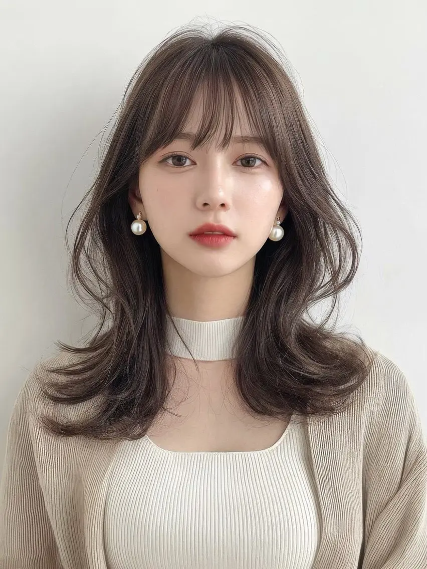 セミロング カラー ヘアアレンジ ブリーチ 透明感カラー グレージュ ブリーチなしカラー カット トリートメント _WHITE / KENTOのヘアスタイル