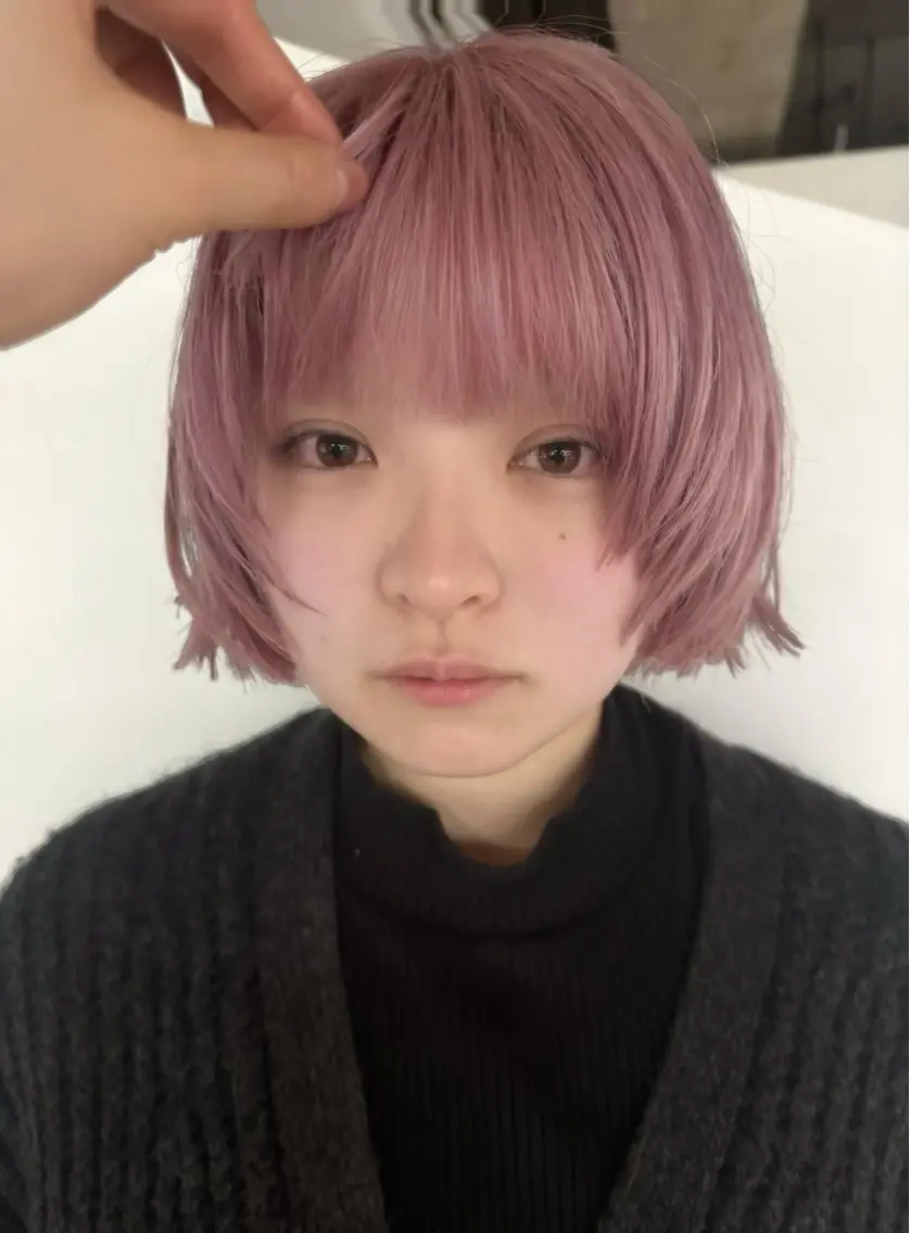 ショート カラー ボブレイヤー ボブ レイヤーカット カット トリートメント BURROW うえみ 寿々のヘアスタイル