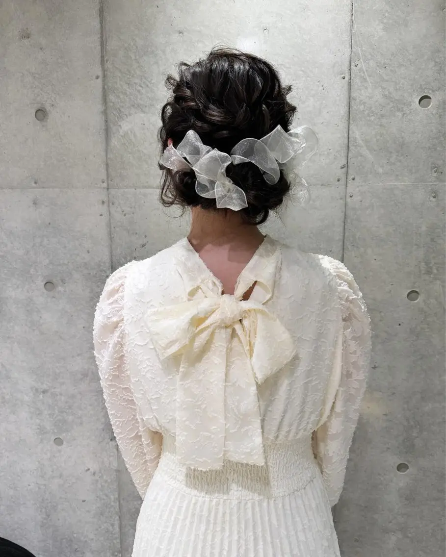 セミロング ヘアアレンジ 結婚式・ブライダル ヘアセット ヘアセット/レイヤー 縮毛矯正/はるか🎀のヘアスタイル