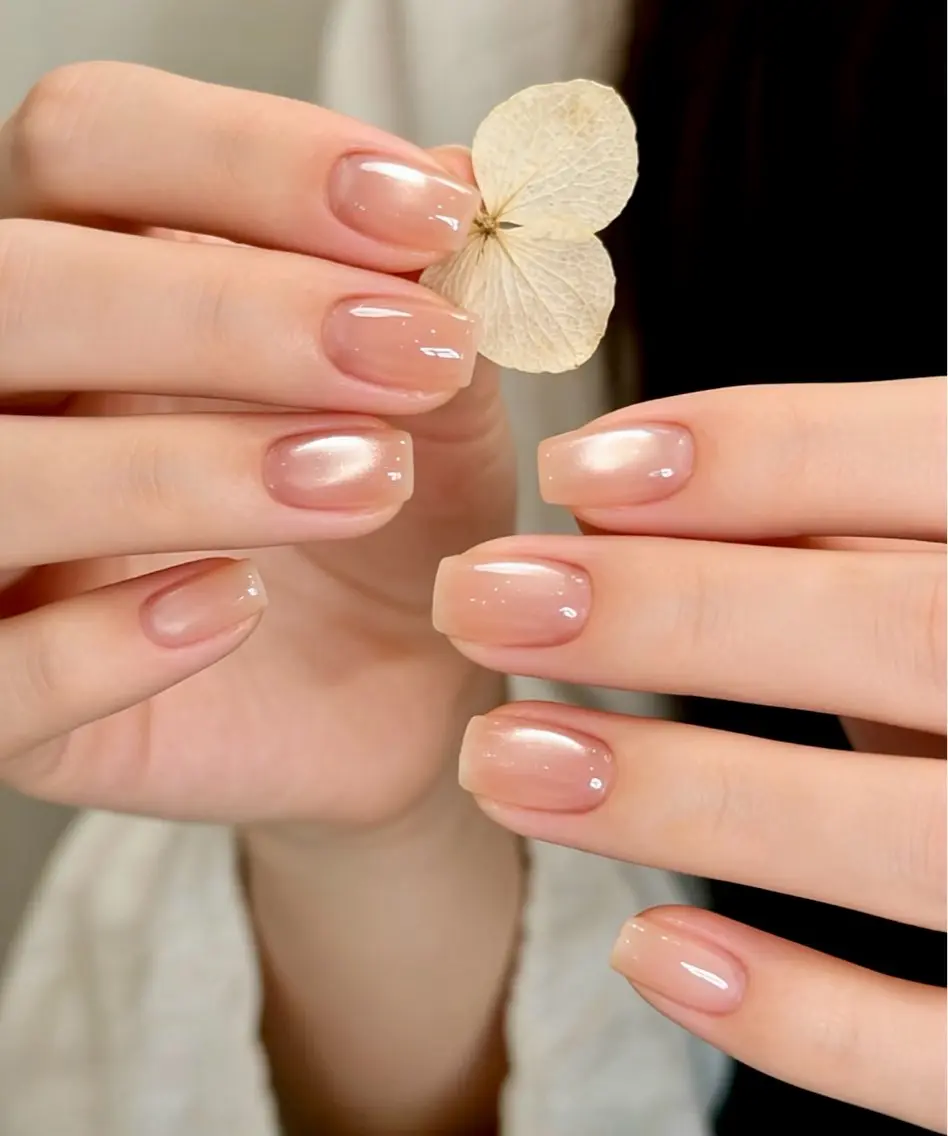 ネイル アートネイル オーロラネイル チークネイル 長さ出し フレンチネイル ハンドネイル Yumi Nail Seiのネイルデザイン