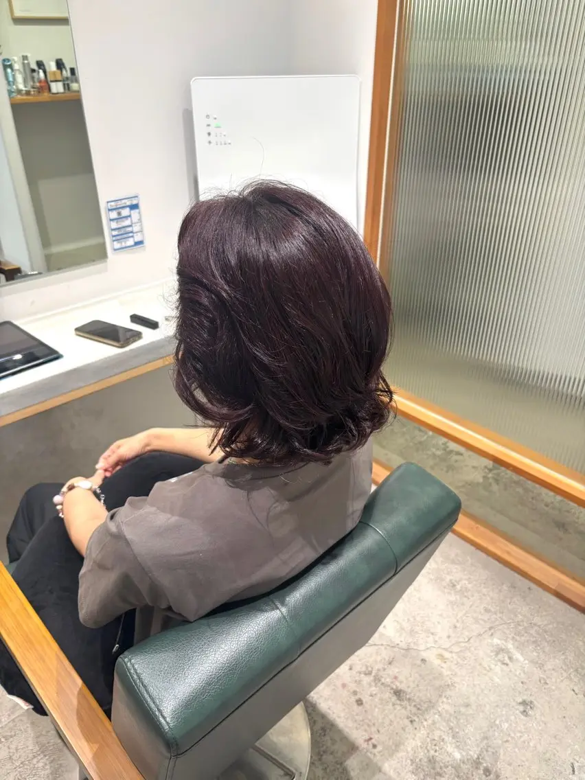 カラー ヘアカラー トリートメント ななか/東海市/ブリ ーチ/ボブモデルのヘアスタイル