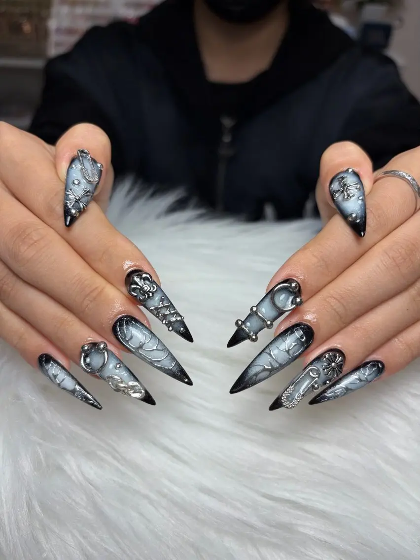 ネイル アートネイル 長さ出し ジェルネイル マグネットネイル ニュアンスネイル ハンドネイル Cloudy Chan Nailのネイルデザイン