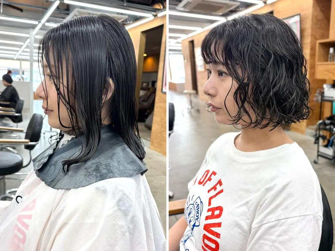 ミディアム パーマ ミディアムパーマ ボブ カット パーマ トリートメント tuco 森田浩平のヘアスタイル