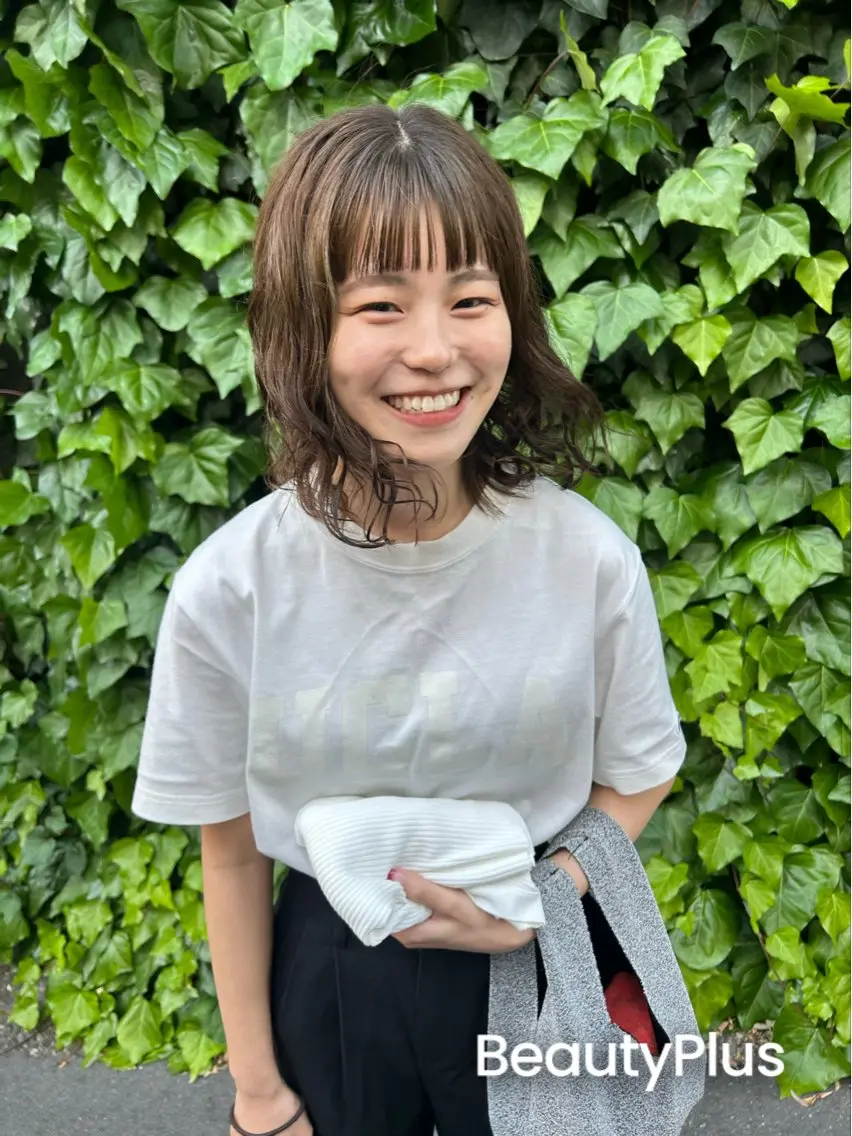 ミディアム ミディアムパーマ ボブ オン眉 Ogane Mikotoのヘアスタイル