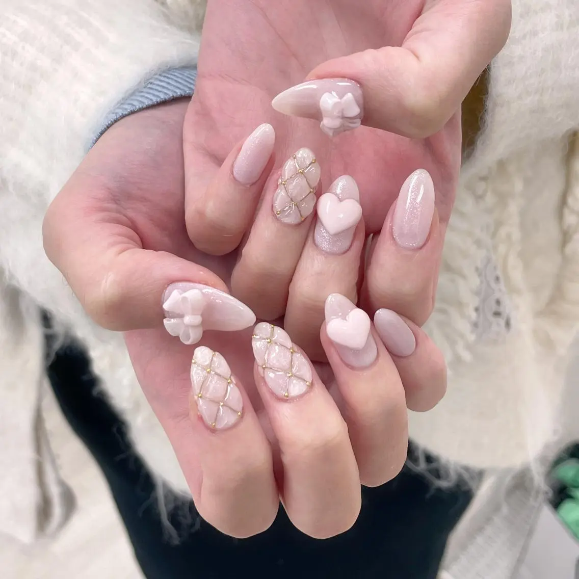 ネイル リボン ハンドネイル 五十嵐 美智のネイルデザイン