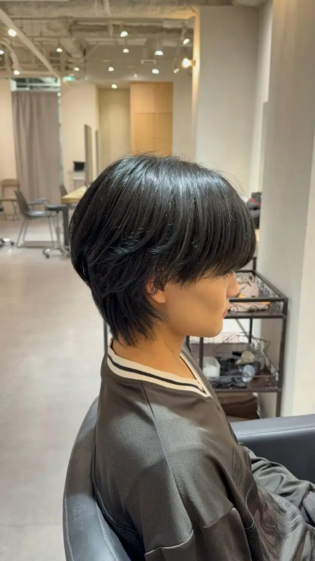 カラー メンズ 黒髪 ブルーカラー ブルーブラック 里咲 /名古屋のヘアスタイル