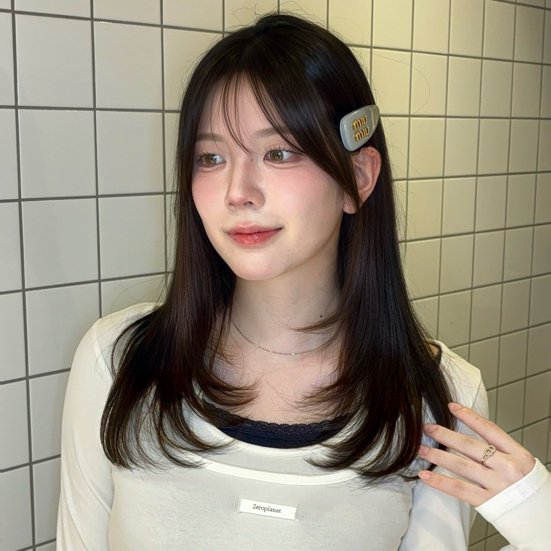 ロング カラー ヘアアレンジ 透明感カラー 韓国風ヘア レイヤーカット ワンホンヘア 韓国ヘア/ワンホン ヘア/Rumiのヘアスタイル